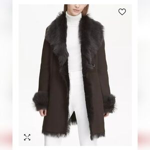 CALVIN KLEIN  fur coat chocolate brown Size S New condition.